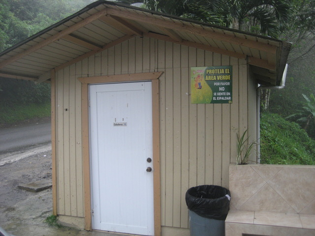 Spacious bathroom and makeshift cabin