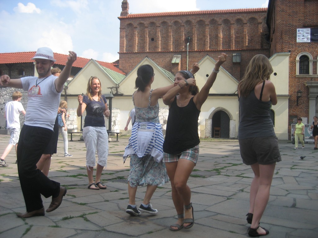 Dancing at the Jewish quarter in Krakow, Poland